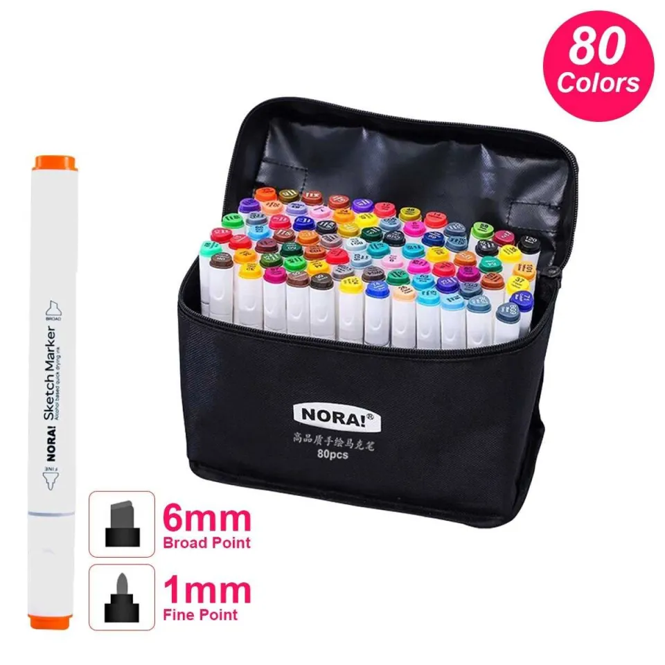 Kids Gift 12/80 Color Marker Set with Carry Bag Double Head Marker Art  Supplies for Drawing Design Sketching Pen School Supplies