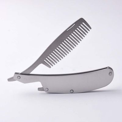 1PC Stainless Steel Folding Comb Mini Men Beard Comb Portable Pocket Women Hair Brush Salon Barber Hair Styling Accessories