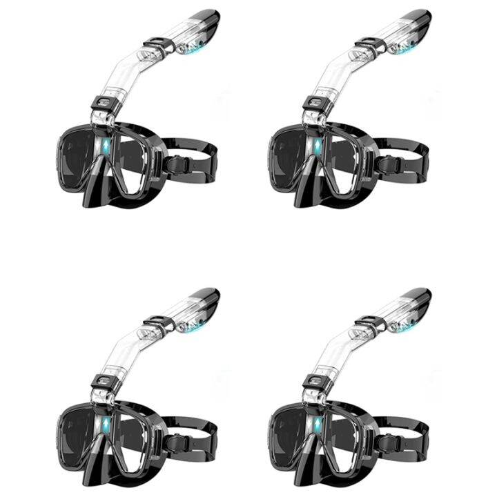 4X Snorkel Mask Foldable Diving Mask Set with Dry Top System and Camera