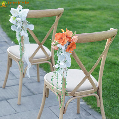 Letabitha เก้าอี้ประดิษฐ์แบบนำกลับมาใช้ใหม่,อุปกรณ์ประกอบฉากการถ่ายภาพดอกไม้ด้านหลังสำหรับงานแต่งงานกลางแจ้งคริสตจักรตกแต่งเก้าอี้