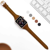 Slim &amp; Thin Leather Bands for Apple Watch 38mm 40mm 41mm Colorful Replacement Wristband Strap for iWatch SE &amp; Series 7/6/5/4/3