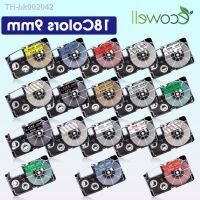 ✳◆♞ Ecowell 18Colors 9mm XR-9WE XR 9WE for Casio XR-9X XR-9RD XR-9BU XR-9YW XR-9GN label tape for Casio KL-60 KL-120 KL-100 KL-200