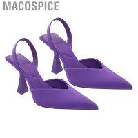 COD Macospice Heels Pumps Sandals  Microfiber High Heel Women Purple for Party Ladies