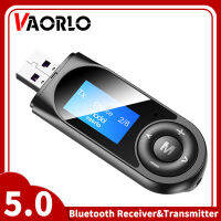 VAORLO จอแสดงผล LCD ใหม่ Bluetooth 5.0 Transmttter Receiver พร้อมไมโครโฟนสำหรับ T V PC USB เครื่องเสียงรถ AUX RCA ขนาด3.5มม.ตัวรับสัญญาณ WIFI สำหรับหูฟังลำโพงบลูทูธแบบดองเกิล