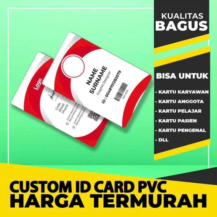 Cetak Id Card Plastic Pvc Kartu Member Id Card Karyawan 2 Sisi Lazada Indonesia 4608