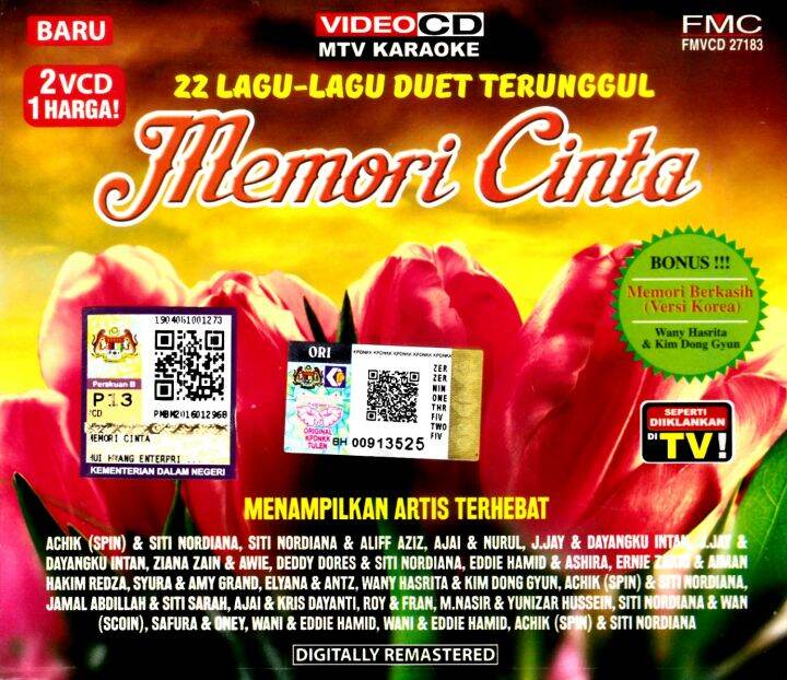MEMORI CINTA 22 LAGULAGU DUET TERUNGGUL 2VCD KARAOKE MALAY SONGS Lazada