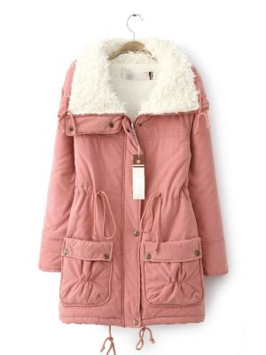 ❖™ Jacket Oversize Cotton Medium Length Lamb Cashmere Thickening Overcoat Warm for