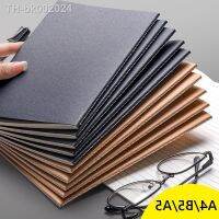 ✸ↂஐ A4/B5/A5 Kraft Grid Lined Blank Notebook Soft Cover Black Paper Sketchbook for Drawing Painting School Office Supply Stationery