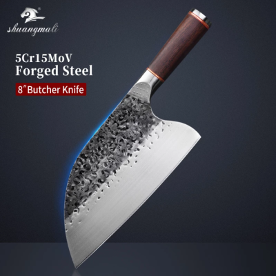 Chef Butcher Knife 5Cr15Mov Steel Kitchen Knife Cooking Tool Chopping Utility Cleaver Knife With Wood Handle 🔥พร้อมส่ง🔥ส่งจากร้าน Malcolm Store กรุงเทพฯ