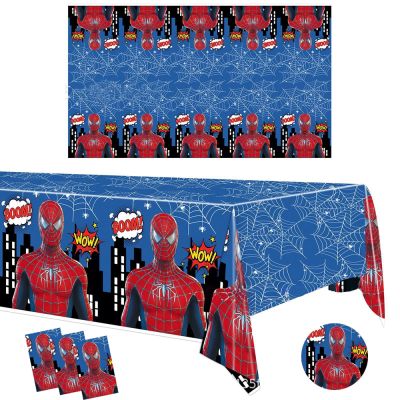 [HOT QIKXGSGHWHG 537] Spiderman Birthday Party Tablecloth Disposable Plastic Table Cover Tableware For Kids Birthday Party Baby Shower Decorations