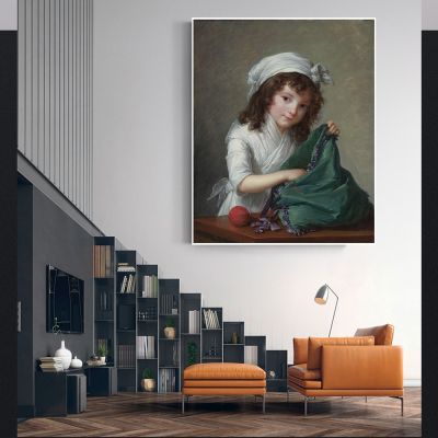 【CW】 Élisabeth Vigée Le Brun  quot;Miss Brongniart quot; Canvas Painting Aesthetics Artwork Picture Backdrop Hanging Decoration