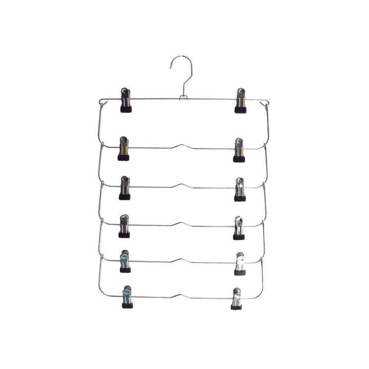 6-Tier Skirt Pants Shorts Hangers with Adjustable Clips Space Saving No  Slip 12 Clips Clothing Storage Metal Skirt Rack