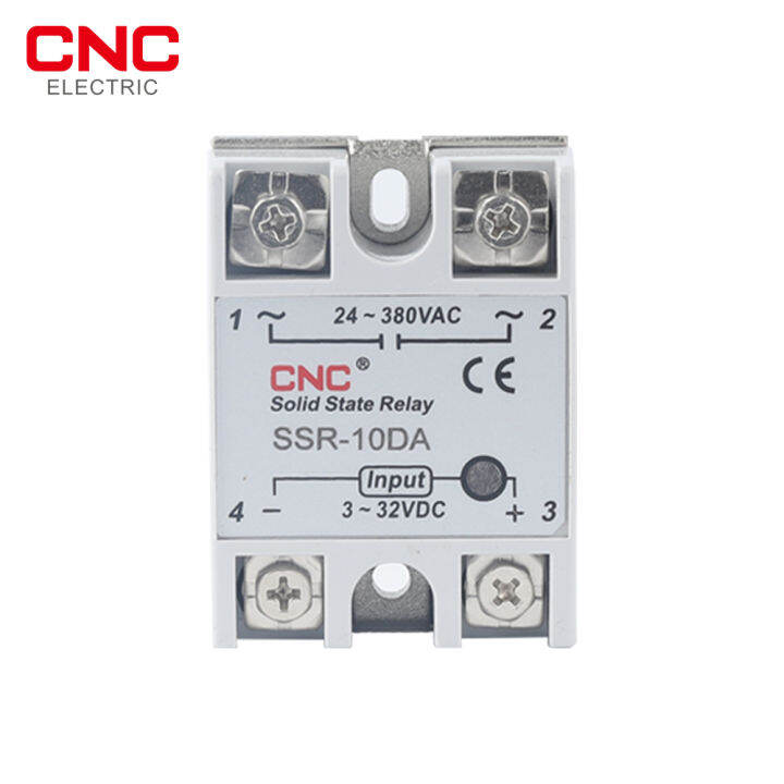 cnc-โซลิดสเตรีเลย์-ssr-25da-40da-dc-ควบคุม-ac-สีขาวเชลล์เฟสเดียวที่มีฝาครอบพลาสติกอินพุต3-32โวลต์เอาท์พุท24-380โวลต์