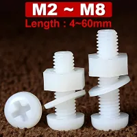 Three-piece Combination White Nylon Screw Nut Washer Set Round Head Cross Bolt Plastic Insulated Screw M2 M2.5 M3 M4 M5 M6 M8