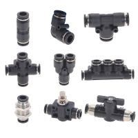 Pneumatic Fitting Black Tube Connector Fittings Air Quick Water Pipe Push In Hose Quick Couping 4mm 6mm 8mm 10mm 12mm Hand Tool Parts Accessories