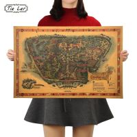 American Amusement Park Map - Classic Nostalgia Kraft Canvas Poster - Retro Wall Canvas - Room Decorative Painting Liyanhong2