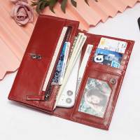 Name Engraving Leather Women Clutch Wallet Red Female Coin Purse Portomonee Clamp For Phone Bag Card Holder Handy Passport Walet