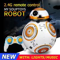 หุ่นยนต์โมเดลของเล่นสำหรับเด็กตุ๊กตาขยับแขนขาได้ BB8 Rc อัจฉริยะแบบอนิเมะอัพเกรดได้จากรีโมต2.4G BB8บอลหุ่นยนต์สำหรับเด็ก