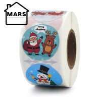 MARS Christmas Elements Stickers Roll Colorful 500-Count Stickers Round Seals Stickers For Cards Gift Envelopes Box New