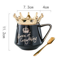 Queen of Everything Mug With Crown Lid and Spoon Ceramic Coffee Cup Gift for Girlfriend Wife Kitchen Bar Supplies K9Store