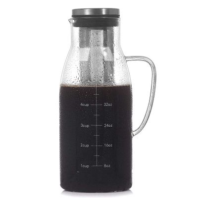 Cold Brew Coffee Maker,Iced Tea Pitcher Infuser with Lid&amp;Scale,Dual Use Filter Coffee Pot ,51Oz/1.5L