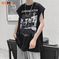 WOMA เสื้อกล้ามของนักกีฬาชายเสื้อยืดแขนกุดหลวมบางฤดูร้อน