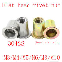 Rivet nut M3 M4 M5 M6 M8 M10 สแตนเลสหรือเหล็กแบนหัว blind ใส่ nut Rivet Nut A1-zaldfjgnsdg