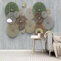 ๑◎ 3d abstract circle decoration mediterranean TV background wall professional custom mural wholesale wallpaper poster photo wall