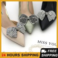 【CW】☃™  1/2Pcs Rhinestones Bow Shoe Wedding Brooch Bride Silk Shoes Buckle Decorations Accessories