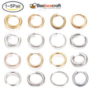 Beebeecraft 1-5 Pairs Ion Plated IP 304 Stainless Steel Huggie Hoop