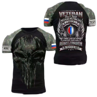 Quality] Russian Army Mens [high T-shirt Veteran Soldier Russian Flag Print Oversized Mens Clothing Crew Neck Pullover Short Sleeve Tops Tees（freecustomName Logo）FashionVersatile