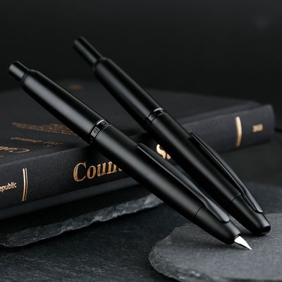 ZZOOI Hot Sale Matte Black MAJOHN A1 Press Fountain Pen Retractable Extra Fine Nib 0.4mm Metal Ink Pen with Converter for Writing