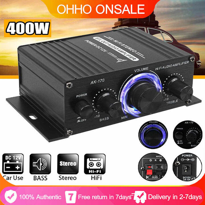 🔝Original+24hours delivery AK170 Hifi 12V Car Amplifier Home Stereo Subwoofer Amplifier Sound