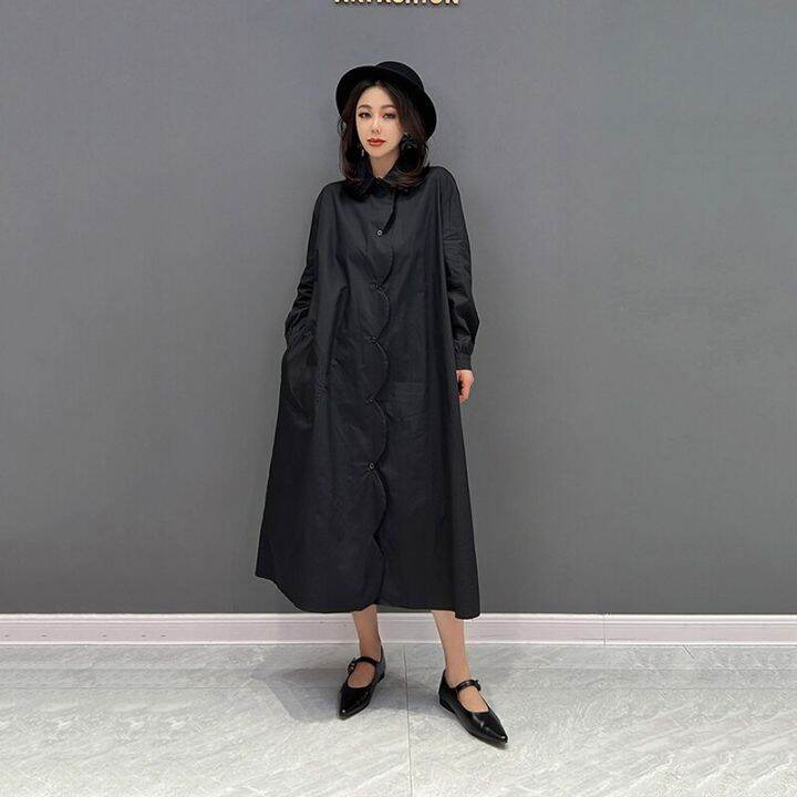 xitao-shirt-dress-simplicity-casual-loose-fashion-loose-long-sleeve-temperament-dress