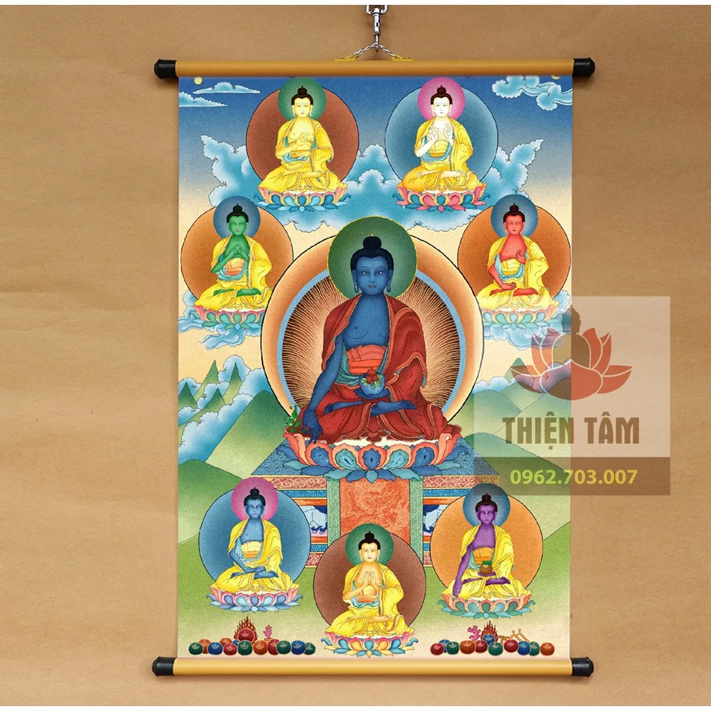 Tranh Thất Phật Dược Sư (7 Vị Phật Dược Sư) 40X60Cm Treo Tường Bằng Vải Cao  Cấp Dày Dặn | Lazada.Vn