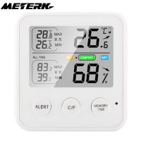 METERK ความแม่นยำสูง M-แม่เหล็กเครื่องวัดอุณหภูมิความชื้น Thermo-Hygrometer หน้าจอ LCD °C/°F Switchable All-Time/24ชั่วโมงสูงสุดขั้นต่ำอุณหภูมิความชื้น Comfort ฟังก์ชั่นเตือนสีขาว