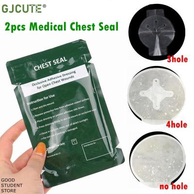 2pcs Medical First Aid Chest Seal 3hole 4hole no hole Chest Seal Vented Outdoor Useful Wound Emergency Dressing Bandage