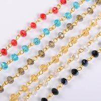 5Strand Handmade Rondelle Glass Beads Chains for Necklaces Bracelets Making with Golden Iron Eye Pin Unwelded Mixed Color 39.3 inch Glass Beads: 6x4mm