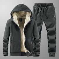 New Tracksuit Winter Men Tracksuit Fleece Warm Hoodie Pants Clothing Autumn Casual Men Set Plus Size Velvet 2 Pcs Leisure Set