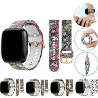 ✆☁ Nadrukowany silikon Smart Watchband Leopard Rainbow czerwone usta wodoodporny wymienny pasek do Fitbit Versa /Versa 2/Lite