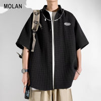 MOLAN เรียบง่ายลำลองและเสื้อแบบหลวมของผู้ชายเสื้อเชิ้ตผู้ชายใหม่