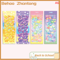 Behoo 4ชิ้นธีมฟองสีอินเกาหลีสติกเกอร์บัตร Goo สมุดภาพ DIY ไดอารี่เคสโทรศัพท์อัลบั้มการไล่ล่าของขวัญตกแต่งดาว