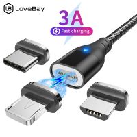 Lovebay สายแม่เหล็กที่ชาร์จไฟรวดเร็ว USB ซูเปอร์สายสำหรับ Huawei Honor 3A Usb สายสำหรับ iPhone Samsung Xiaomi การชาร์จแม่เหล็ก