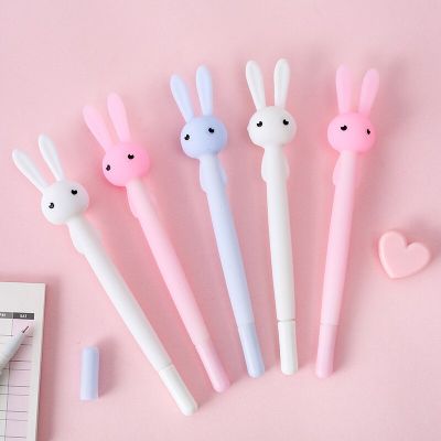 3pcs Cute Bunny Rabbit Pen  Ballpoint Black Color Gel Ink Pens for Writing Silicone Flexible Ear Stationery Office School A6947 Pens