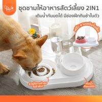 [?โค้ดลดเพิ่ม] PawSociety ชุดชามคู่ ให้อาหารสัตว์เลี้ยง มีช่องฝึกสุนัขกินช้าในตัว เติมน้ำอัตโนมัติ กันมดได้ ถูกสรีระ