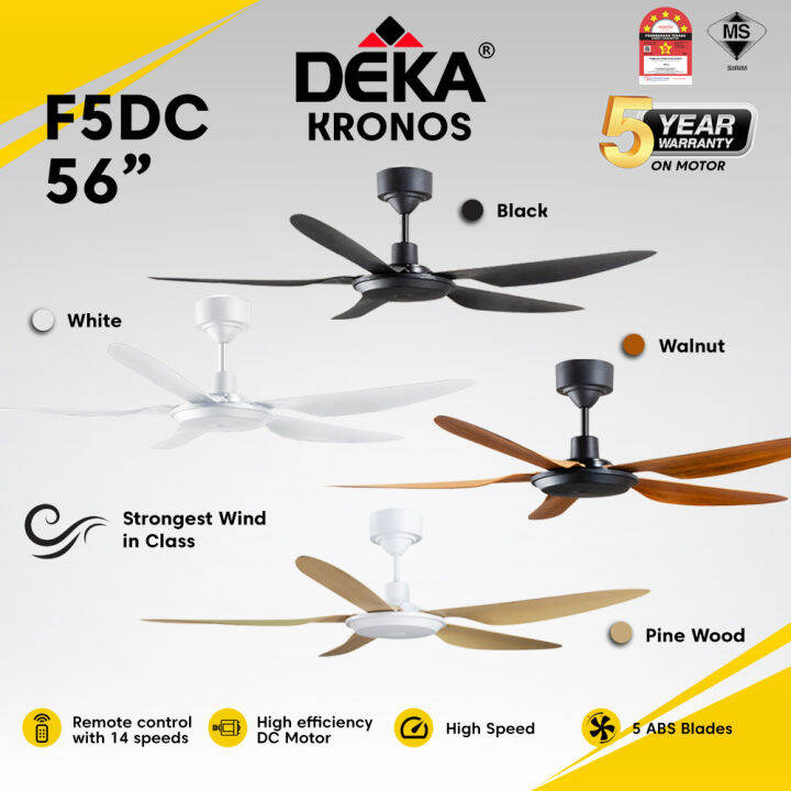 DEKA KRONOS F5DC Ceiling Fan Remote control 5 Blades 56” DC Motor