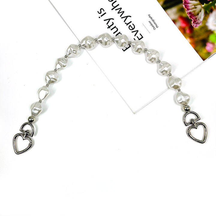 love-chain-pearl-chain-luggage-accessories-short-luggage-chain-irregular-pearl-chain-metal-chain-metal-hook-chain