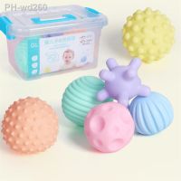 6PCS Rubber Baby Hand Sensory Textured Multi Tactile Senses Touch Toys Bath Training Massage Soft Balls Children Toy Storage Box