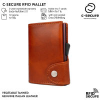 C-SECURE กระเป๋าใส่บัตร (RFID Protection) รุ่นหนังฟอกฝาด พร้อมช่องใส่เหรียญ สีน้ำตาล (เคสบัตรสีน้ำตาล)