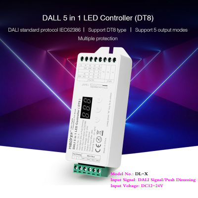 DALI 5 IN 1 LED Controller DC12V 24V Dimmer Support DT8 Type RGBW RGB CCT Output Mode Compatible Mier DP1SDP2SDP3SDL-POW1